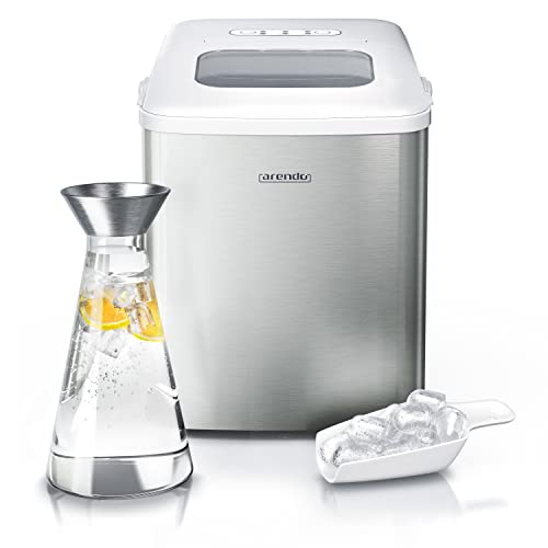 Arendo - Eiswürfelmaschine Edelstahl - Eiswürfelbereiter - ice maker maschine - 2 Liter - Eiswürfelbereiter - Eismaschine mit Kühlung - Eiswürfel Größen small und large - Status LEDs - ABS- BPA frei