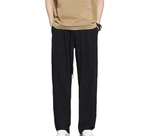 Men Solid Color Wide Leg Suit Pants Straight Loose Trousers Wrinkle Free Business Formal Office Wear