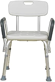 OR8 Bath Shower Chair Rectangular Adjustable With Armrest and Backrest, Anti-Slip Padded Medical Shower Seats Stool Ergonomic Aid for Handicap, Disabled, Seniors, Elderly
