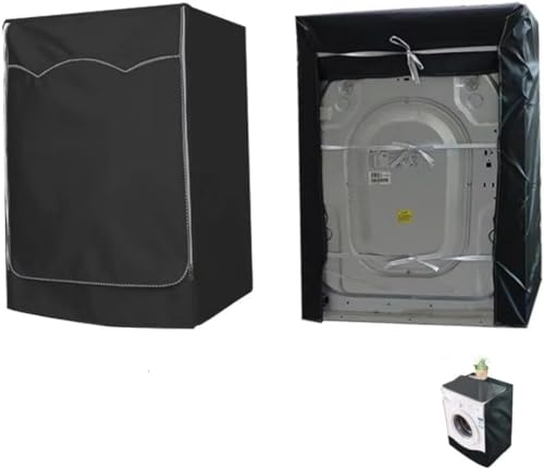 洗濯機カバー 防風 防水 防塵 防紫外線 ローラー式 全面保護 4方向カバー ジッパー付き 台風対策 屋外 ベランダ用 (XL 60*65*85cm,三面小包)