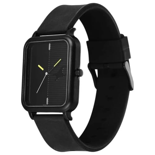 Image of Fastrack Tees Black Rectangular Dial Silicone Watch for Unisex - 38115AP01