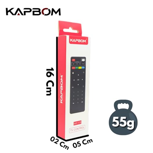 Controle TV Box Kapbom KAP1178: Compatível com Smart TV, TV LED, TV HD e 4K, com Configuração Fácil,