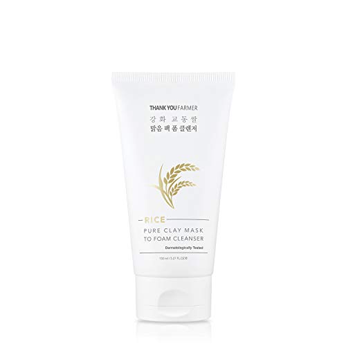 THANKYOU FARMER Rice Pure Clay Mask To Foam Cleanser | Korean Rice Extracts 100,000ppm | 5.27 Fl Oz (150ml) Cover