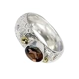 SILVERNROCK Smoky Quartz Ring Solid 925 Sterling Silver Stone Band Ring Handmade For Men Women Jewelry ERG1070AD(US-7.5)