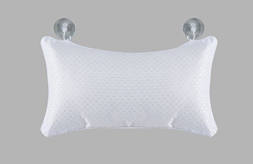 SPA BATH PILLOW -PREMIUM SOFT CUSHIONED FEEL FOR EXTRA COMFORT 100% POLYESTER (WHITE PIQUE BATH PILLOW)