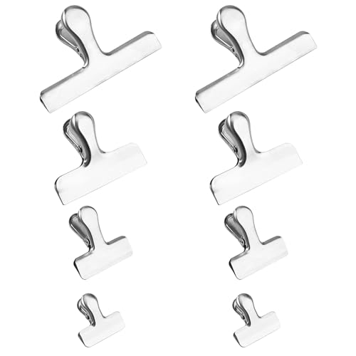 DIYEAH 8pièces Clips De Fermeture Acier Inoxydable Pour Sacs Alimentaires Lot De Pinces De Différentes Pour Chips Pain Et Café Conception Compacte Et Prise Ferme