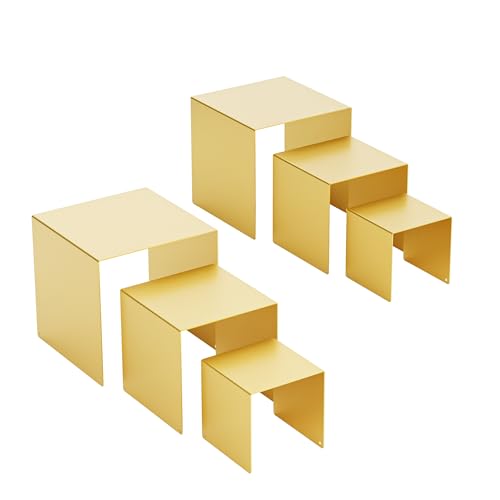 Estante rectangular de metal dorado con acabado mate sofisticado para joyería y colecciones 8