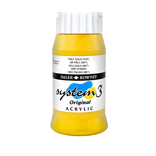 Daler-Rowney System3 Acrylic Paint, Plastic Pot, 16.91oz - 500 ml, Pale Gold Imitation