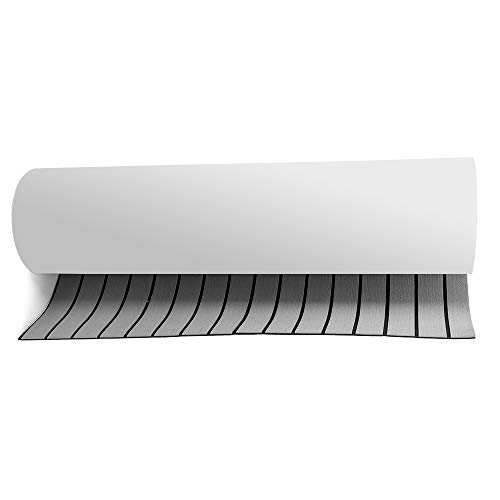 TIXBYGO 240x90cm Teppich selbstklebend Teakholz Eva Schaum Boot Yacht Boden rutschfest Matte Marine rutschfest Boden für Bootsbelag Bretter Motorhome Grau+Schwarz Cover