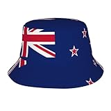 New Zealand Flag Printed Bucket Cap for Women Men, Fashion Fishing Hats for Family Or Friends Black