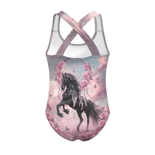 Image of WELLFLYHOM Girls Bathing Suits Size 5-14 One Piece Cross Back Swimsuit Sleeveless Full Coverage Swimwear for Beach Swimming
