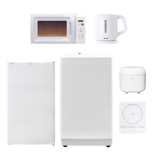 【新生活6点セット】 [山善] 冷蔵庫 92L & 洗濯機 6kg & 電子レンジ 17L & 炊飯器 3合 & 電気ケトル 1.0L & IHコンロ 家電セット 新生活セット 新生活 新生活家電セット 一人暮らし コンパクト ホワイト