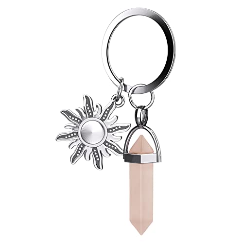 Tebinzi Llavero de Cristal con Luna y Sol - Llavero de Pareja de Columna de Cristal Creativo único,Accesorios exquisitos de la joyería del Coche de Hangle del Bolso de Las Mujeres Cover