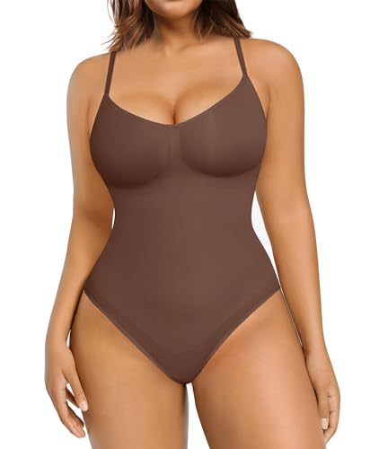 FeelinGirl Shapewear for Women Tummy Control Bodysuit Seamless Body Shaper Butt Lifter Fajas Cocoa XL/XXL