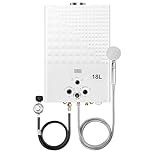 Tankless Water Heater Propane, 4.74GPM 18L Outdoor Portable GasHot Water Heater, Instant Water Heater with Digital Display Multi-Protection for Camping Trips Boat Cabins
