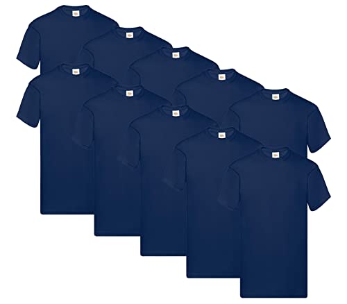 T-shirt original Fruit of the Loom homme anti frottement lot de 10 bleu marine taille 4XL