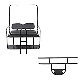 ECOTRIC Flip Folding Rear Back Flip Seat Kit & Front Brush Guard Tubular Bumper Compatible with 1982-2000.5 Club Car DS Golf Cart (Seat W/Free Grab Bar & Roof Support) - 2 Packages