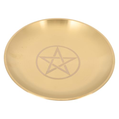 FIXOSHEE Bandeja Redonda de Metal con Decorativo para Velas Plato de Altar Resistente y Seguro para Ceremonias y Almacenamiento Ritual