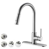 Havin Brushed Nickel,Stainless Steel Kitchen Faucet,High Arc,with Pull Down Sprayer,cUPC Cartridge,with 10 inch Deck...