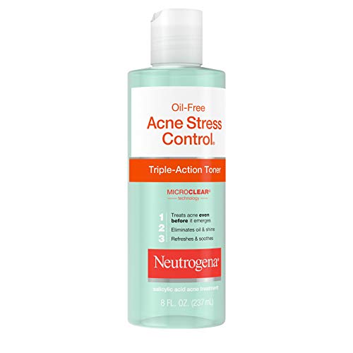 Neutrogena Oil-Free Acne-Fighting Stress Control Triple-Action Facial Toner, Soothing And Refreshing Toner With Salicylic Acid Acne Medicine, Green Tea, And Cucumber Extract, 8 Fl. Oz ( Pack Of 4) #TOP2