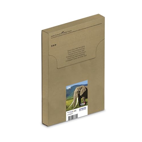 Epson 24 Serie Elefante,Cartucce originali stampante getto dinchiostro Claria Photo HD,Formato Standard,Multipack 6 ColoriNero,Ciano,Magenta,Giallo,Azzurro,Rosa,Confezione EasyMail Eco-compatibile