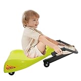 YULEYU Sitz Skate Roller, Kid angetrieben, Kein Motor, Keine Pedale, Keine Batterien, Power by Zig-Zack-Bewegung, Fördert aktives Spiel im Freien oder im Freien, 4 Räder, Wiggle Car für Kinder, Grün