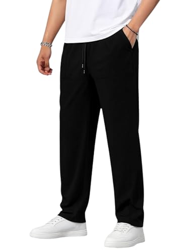 Image of Paralians Men's Polyester Straight Fit Track Pants with Flexi Waistband, Stretchable Mid-Rise Joggers for Sports, Gym & Casual Wear Pants Men