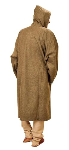 Image of Exotic India Men's Woolen Blend Kashmiri Phiran with Hood | Pure Wool Long Overcoat-Oversized Phiran for Men