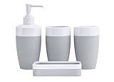JustNile Plastic Rubber 4-Piece Bathroom Accessory Set - Modern Grey