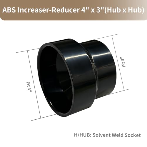 Image of LESSO 4 inch to 3 inch ABS Pipe Increaser Reducer Coupling, Black (HUB x HUB) | For 4 Inch & 3 Inch Sewer and Drain Pipe