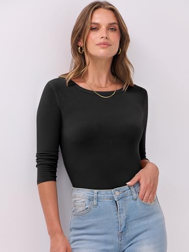 ANRABESS Womens 3/4 Long Sleeve Tops Ribbed Knit Slim Fitted Shirts Basic Tee Fall Outfits 2025 Fashion Y2K Clothes2