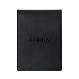 ロディア カバー付き メモ帳 No.12(8.5×12cm) PUレザー ブラック (ブロックロディア No.12 オレンジ入り/80枚 5mm方眼) RHODIA cf12pucvbk