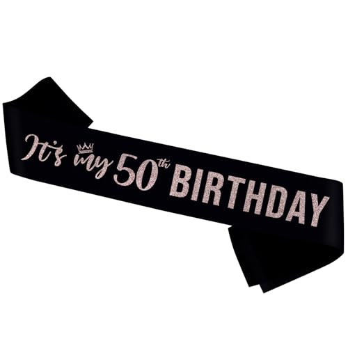 Image of PYQWA It's My 50th Birthday Sash,50th Birthday Sash Decor,Glitter 50th Birthday Gifts for Women,Happy 50th Birthday Party Decorations