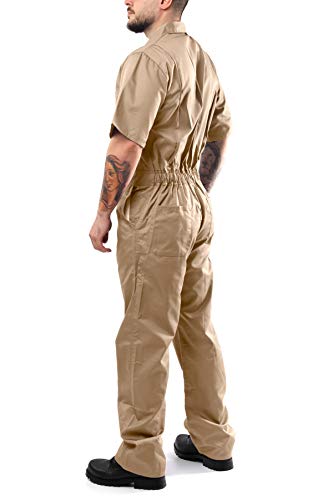 Kolossus Coveralls For Men Short Sleeve - Blended - Work Jumpsuit Men Khaki #TOP3