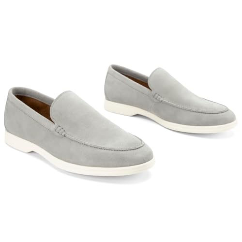 Image of Meijiana Men's Genuine Leather Loafers Slip-On Moccasins Dress Shoes, Lightweight and Breathable with Rubber Sole Stylish Mens Loafers