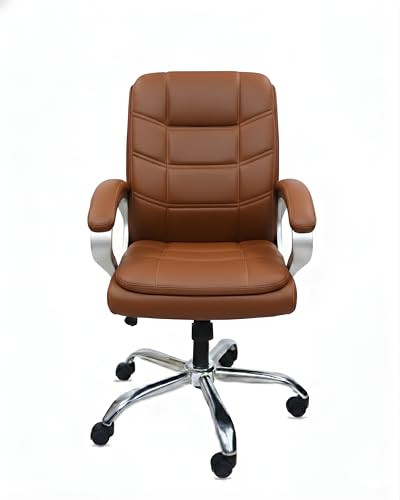 Image of activa Executive Revolving Office Chair | Ergonomic Computer Desk Chair with Cushioned Seat| Heavy Duty Steel Base, Adjustable Height & 360 Swivel Wheel| Study /Home /Offcie Visitor Chair (Star, Tan)