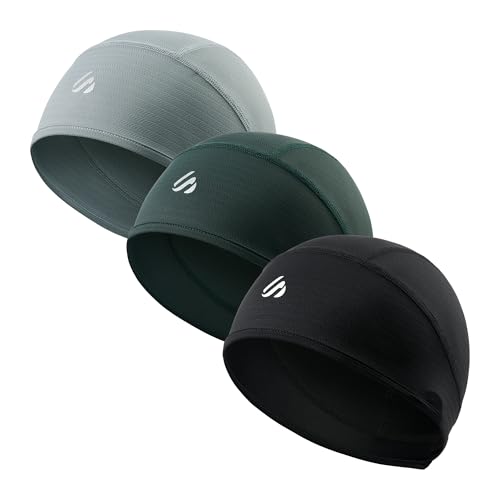 SAITAG 3 Pieces Skull Cap for Men Women Cooling Hat Welding Cycling Bike Head Wrap Hard Hat Durags- Fits Under Helmets