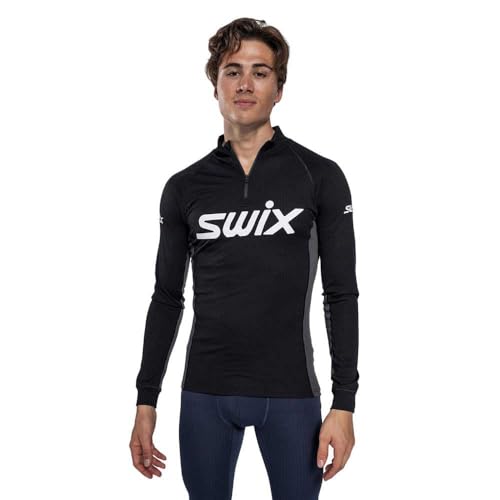 Swix Men's Racex Classic Half Zip Long Sleeve Quick-Drying Stretch Slim Fit Baselayer Top