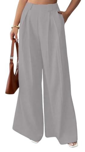 Image of Aahwan Solid High Waist Straight Korean Loose Pleated Wide Leg Trouser for Women's & Girl's