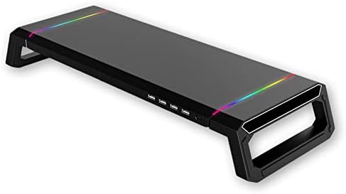 TenYua Monitor Stand Riser with 4 USB 2.0 hub,Foldable Computer Screen Riser with Phone Holder and Storage Drawer,Laptop Bracket with RGB Light for Laptop Computer