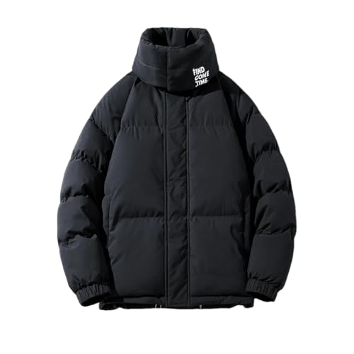 Doudoune Surdimensionnée Homme Noire en Tissu Ripstop Manteau Matelassé Épais