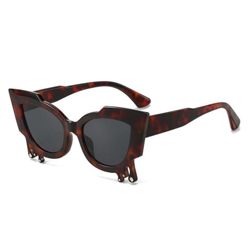 Lunettes de soleil œil de chat sexy avec strass brillants pour femme style larmes punk