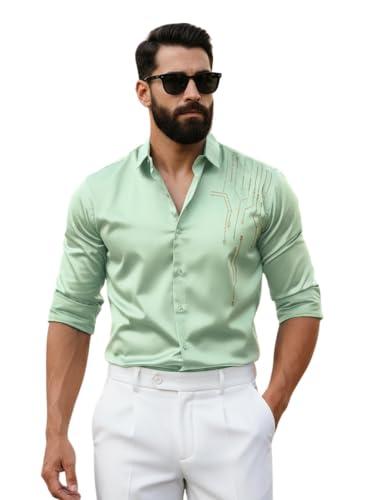 IndoPrimo Men’s Stylish Satin Shirt for Party, Formal, Daily and ...