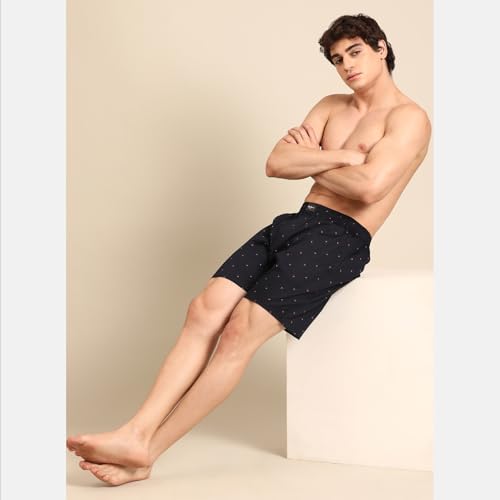 Image of Pepe Jeans Men's Printed 100% Cotton Regular Fit Boxer Shorts | Stylish AOP Print Comfortable Boxer for Daily Innerwear | Soft Breathable Cotton Fabric | Elastic Waistband | Everyday Comfort Wear