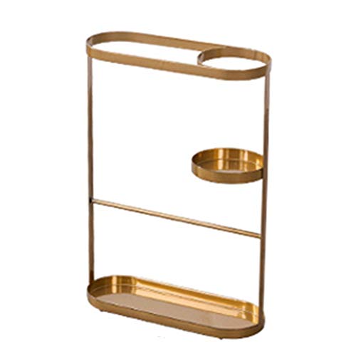 HWF Paragüeros Paragüero de Metal Dorado con Ganchos y Bandeja de Goteo, Paragüero de Entrada de Pasillo Interior Moderno (Size : S-33×12×48cm)