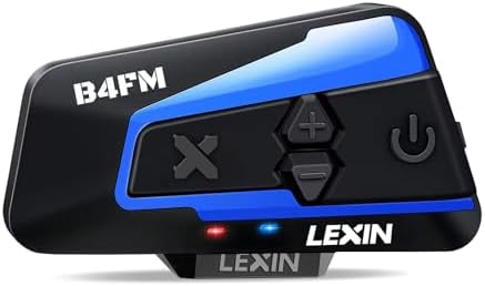 LEXIN B4FM Motorrad Intercom, Helm Headset für bis zu 10 Motorräder mit 2000m Reichweite, DSP und CVC Geräuschunterdrückung Motorradhelm Kommunikationssystem mit Musikteilen Funkti