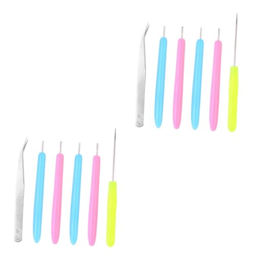 BEBEMOKO 2sets Quilling Tools Set Craft Paper Tools Quilling Slotted Paper Curling Kit Needle Pen 6pcs*2 Random Color
