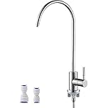 Ibergrif M22301A Drinking Water Filter Kitchen Tap,304 Stainless Steel Modern Single Lever Home Water Filter Faucet for UK, 360° Swivel, Reverse Osmosis Faucet with 2 Tap Adapter, Silver