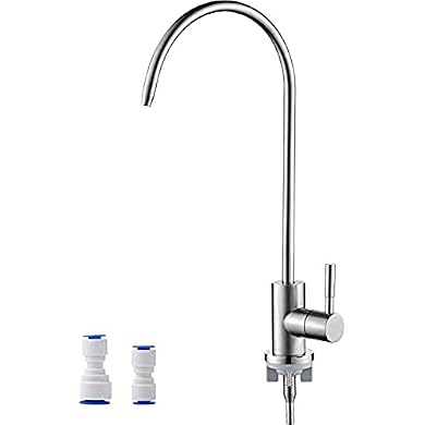 Foto di Ibergrif M22301A Rubinetto per Acqua Potabile, Rubinetto Lavello Cucina, Miscelatore Cucina in Acciaio Inossidabile per Osmosi Inversa o Sistema di Filtraggio dell'acqua, da 1/4" e 3/8", Argento