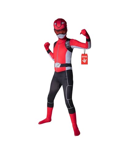 Morph Red Power Ranger Costume for Kids, Boys Red Ranger Outfit, Power Rangers Dress Up for Children, Large